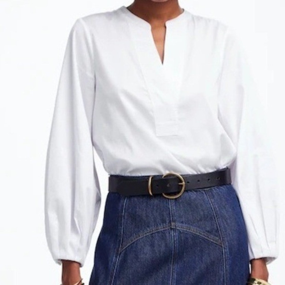 Madewell White V-Neck Long-Sleeve Top Size XS NWT